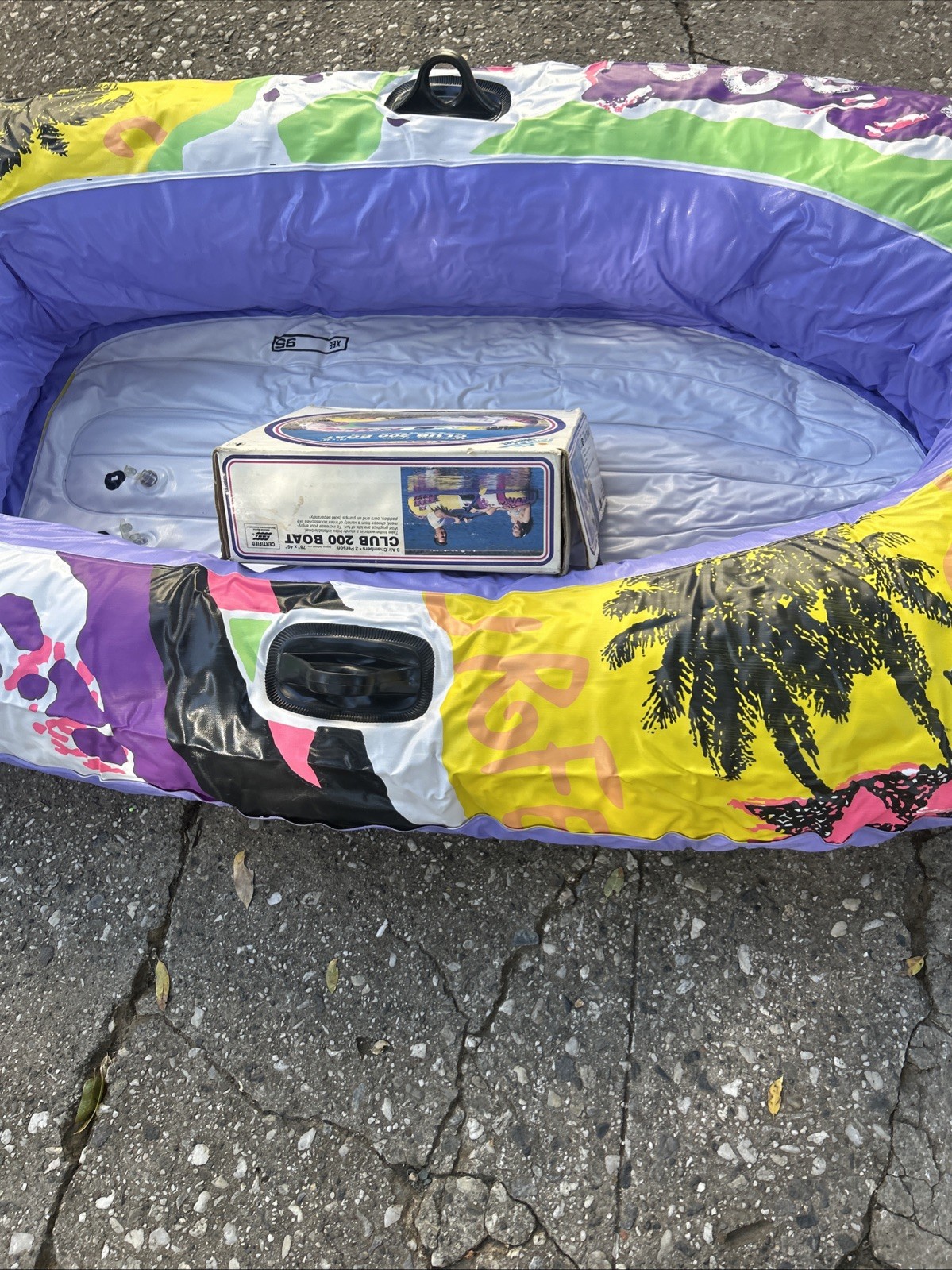 1992 INTEX The Wet Set Club 200 Inflatable 2 Person Boat 3 Air Chambers 78 x 46
