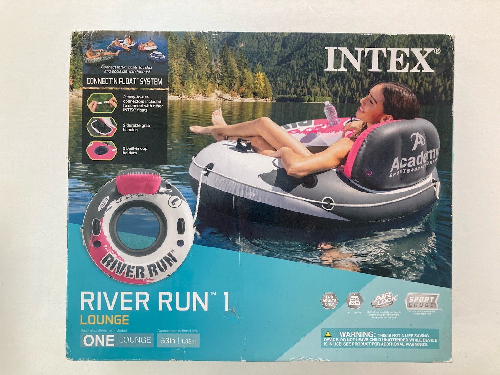 Intex River Run I Lounge 53 inch Inflatable Water Float with Handles – Pink