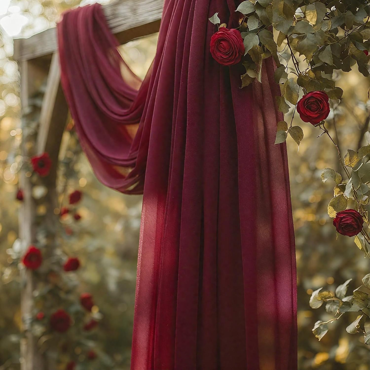 Wedding Arch Draping Fabric, 31.5″ X 20FT Wrinkle-Free Sheer Chiffon Drapery for