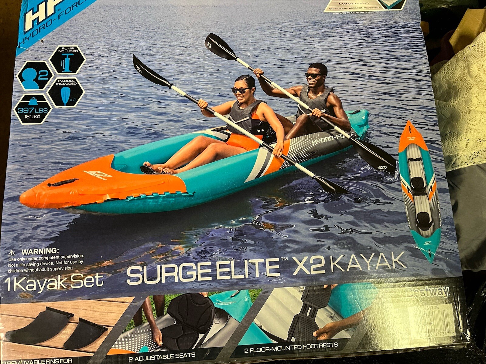 Hydro-Force Surge Elite X2 Inflatable Two-Person Kayak 12 Ft X2”