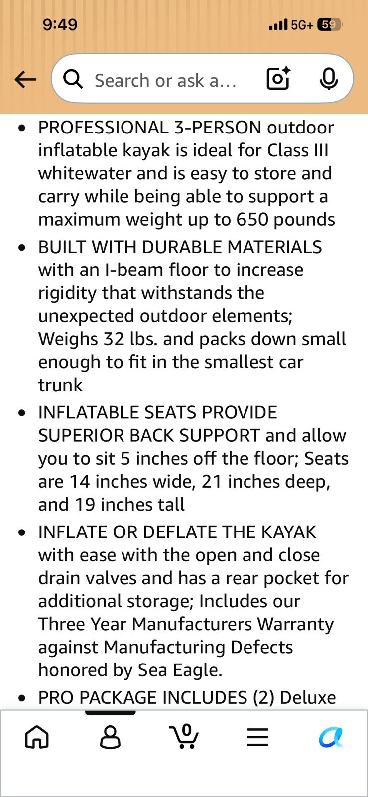 Sea Eagle Inflatable tandem Kayak w/ Paddles, Pump & Carry Bag retails for 450