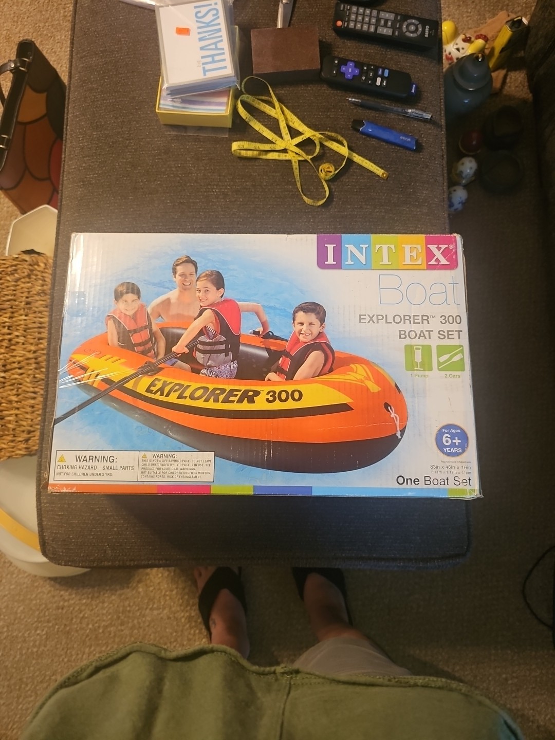 Intex Explorer 300 3 Person Inflatable Boat Set with French Oars and Air Pump