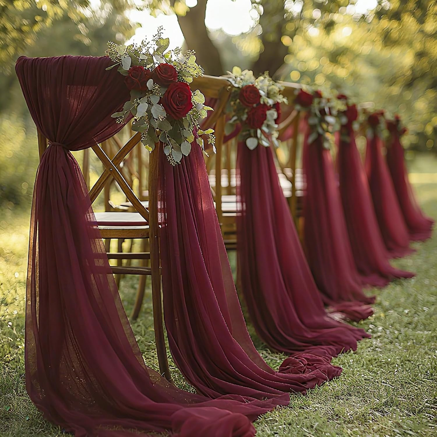 Wedding Arch Draping Fabric, 31.5″ X 20FT Wrinkle-Free Sheer Chiffon Drapery for