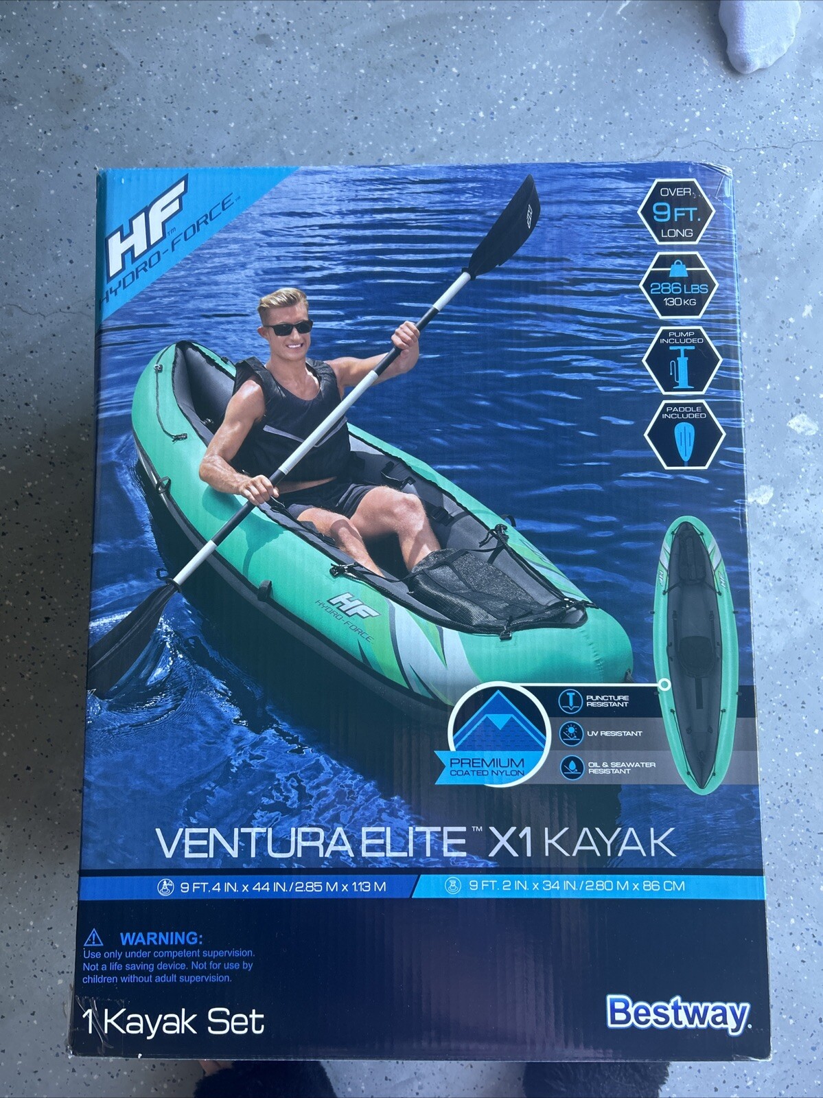 Bestway Hydro Force Inflatable Kayak Set – 1-Person Ventura Elite – Green