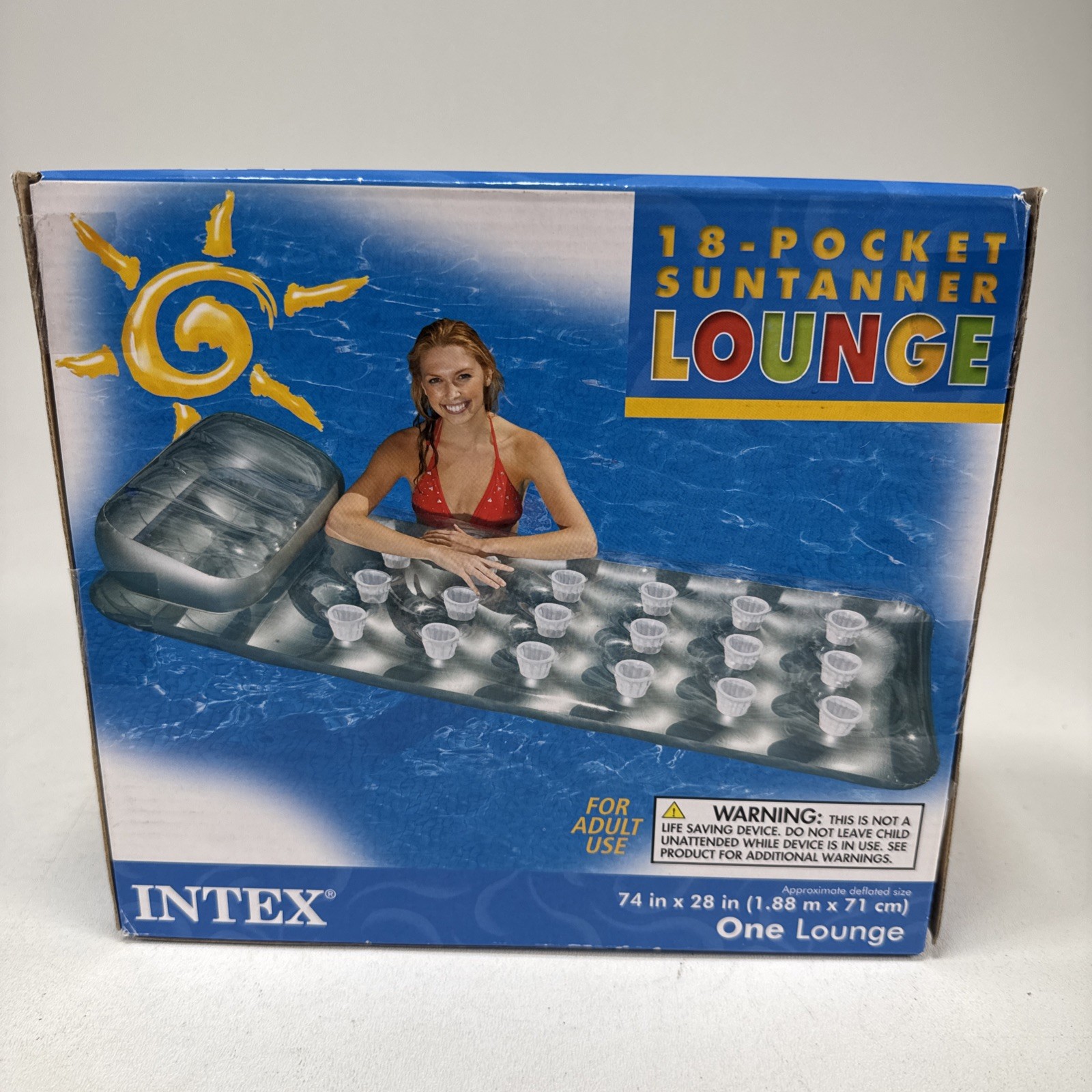 Intex 58894EP 18-Pocket Suntanner Lounge Pool Float 74×28 Silver New Boxed