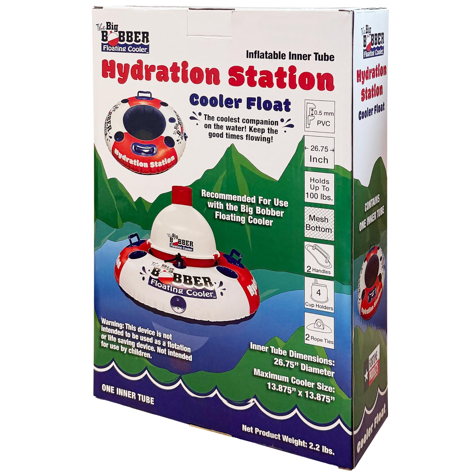 AccuSharp Hydration Station Inflatable Cooler Float, 26.75″, Red, White, Blue