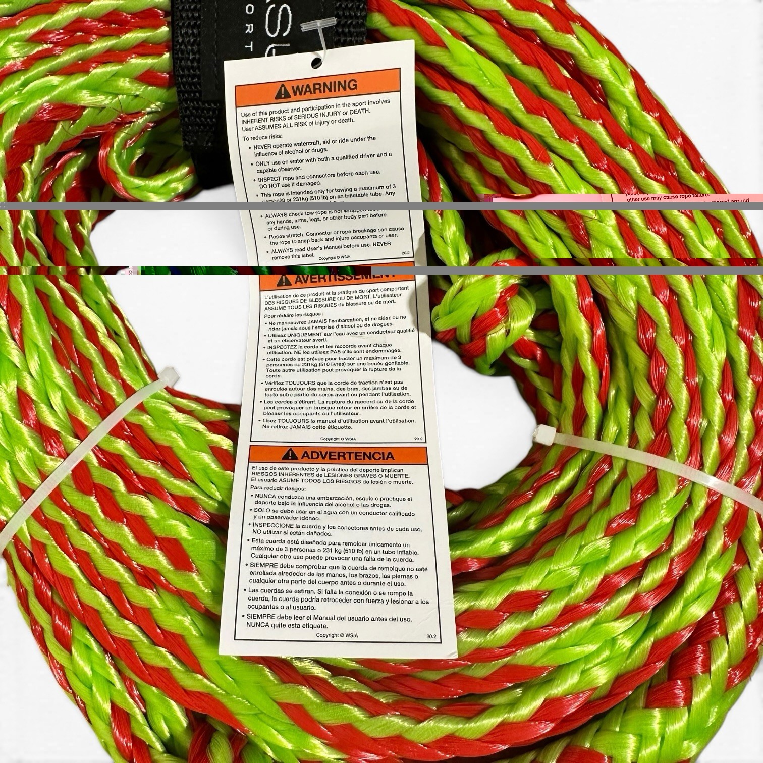 Havasu 60′ Tow Rope 3 Person Tube Rope 3350 lb Tensile Boat Jet Ski Tow Line