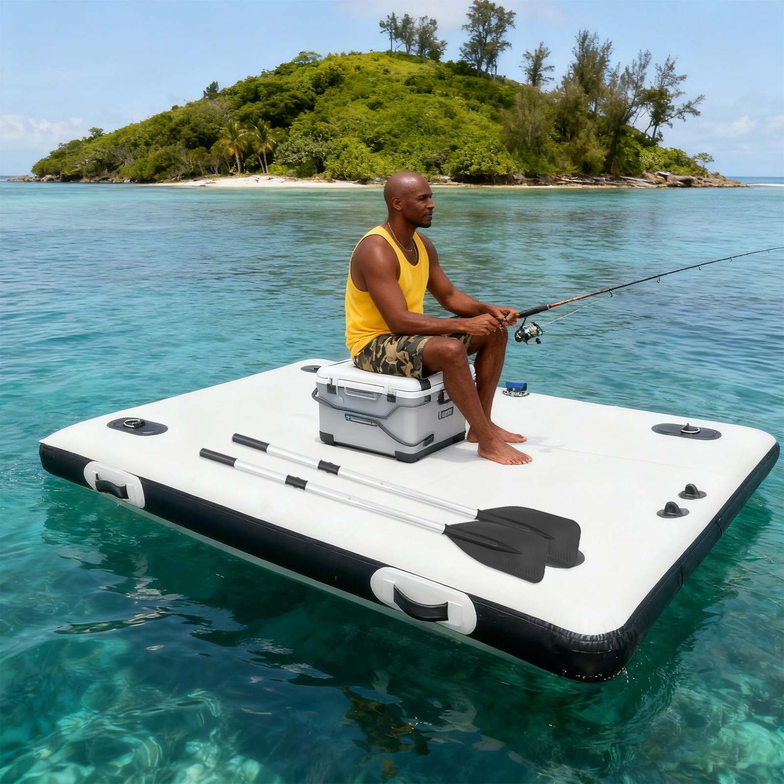 Portable Fishing Boat Inflatable Floating Platform for Lake/Swimming Pool