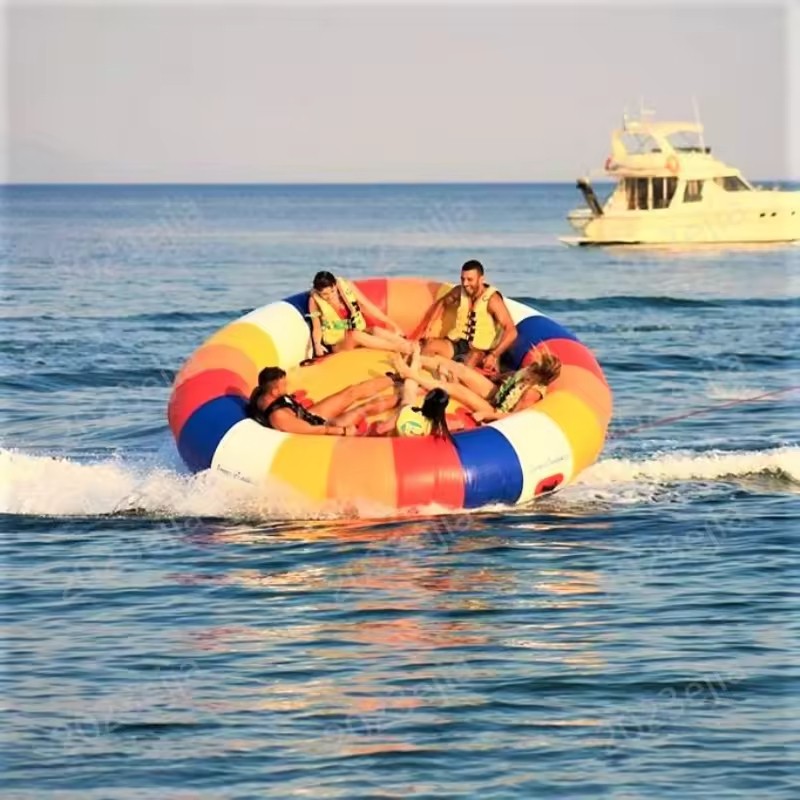 10ft Inflatable Spinning UFO Disco Boat Towable Tube for Outdoor Water Games