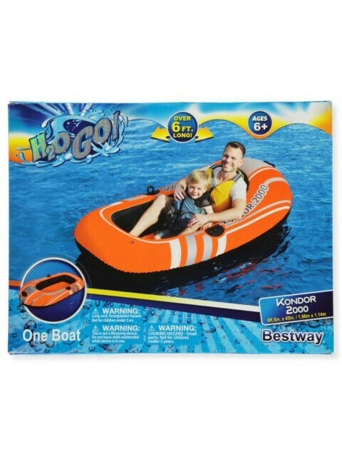 Bestway H2O Go 6 Feet 5 Inches x 45 Inches Kondor 2000 Inflatable Boat 61100E