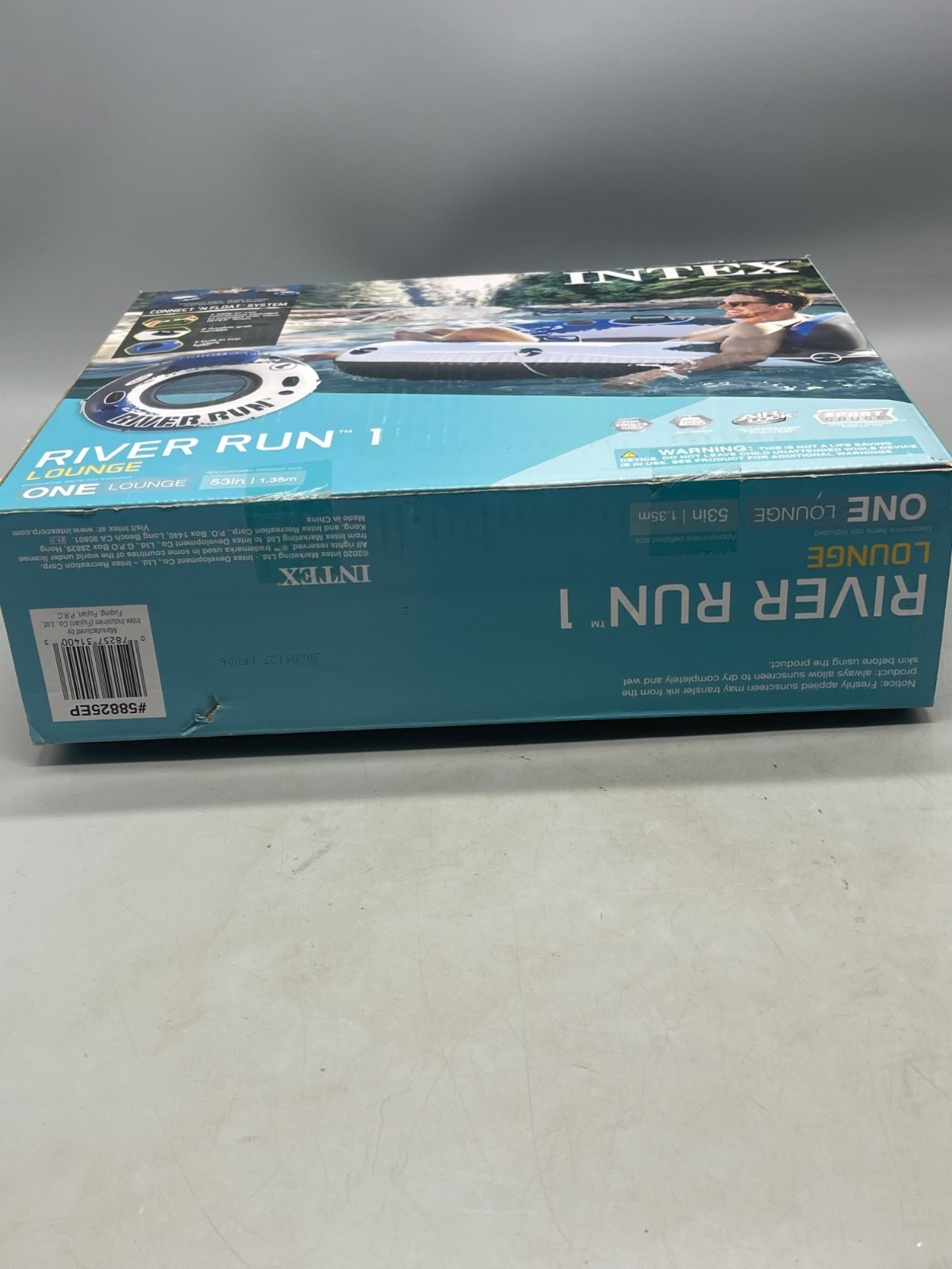 intex river run 1 lounge quantity 1 white blue 53″ connect float system READ NEW