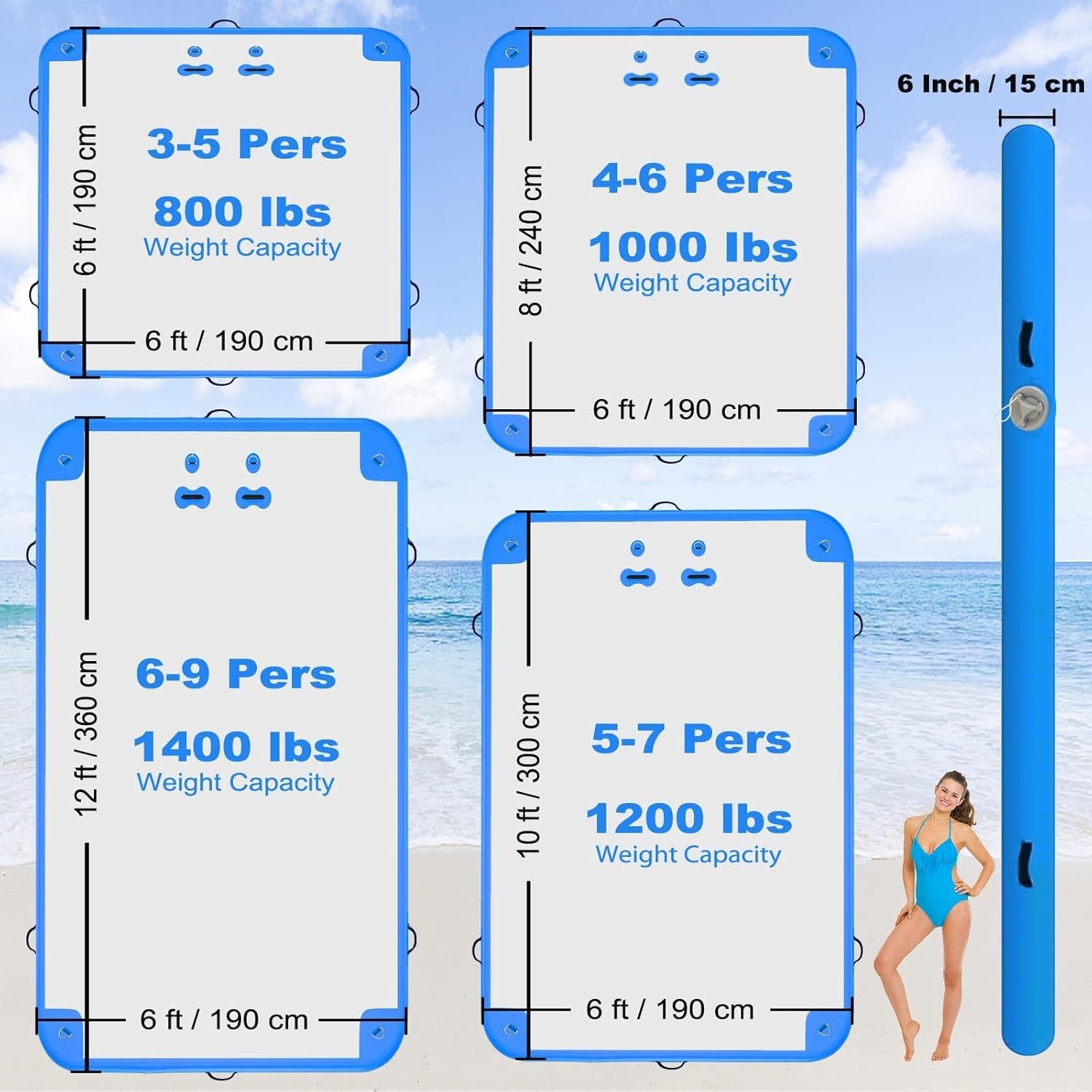 6’x10′ Inflatable Lake Deck,None-Slip Surface Swim Deck,Float Dock w/ Air Pump