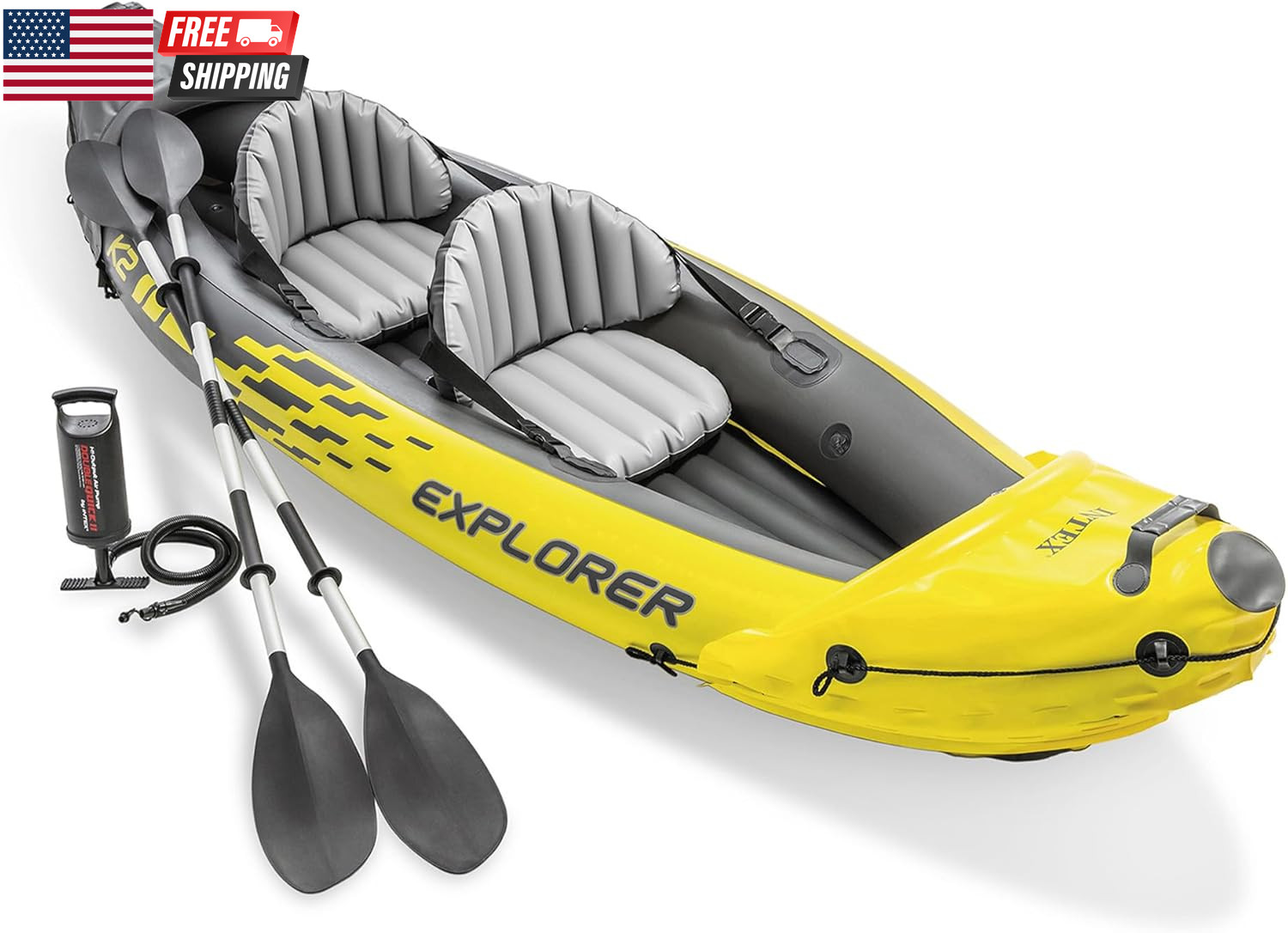 Intex 68307EP Explorer K2 Inflatable Kayak Set: Includes Deluxe 86In Aluminum Oa