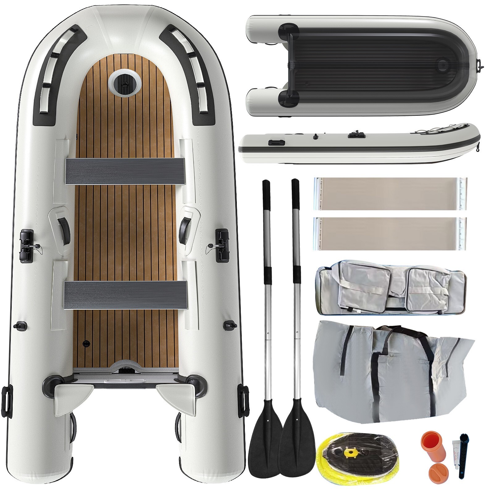 Danrelax 10.5ft Inflatable Dinghy Boat, 1200 lbs Capacity, Transom Sport