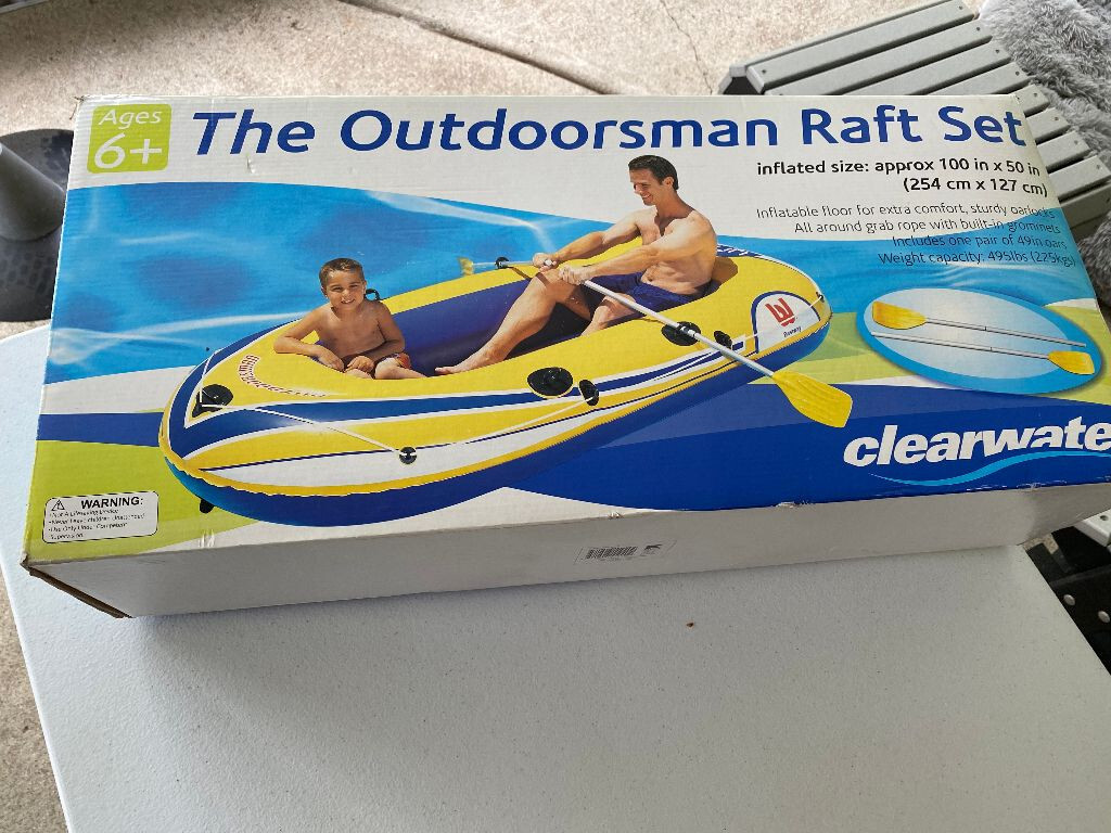 CLEARWATER 2 MAN INFLATABLE RAFT FLOAT BOAT OAR SET OUTDOORMAN NEW