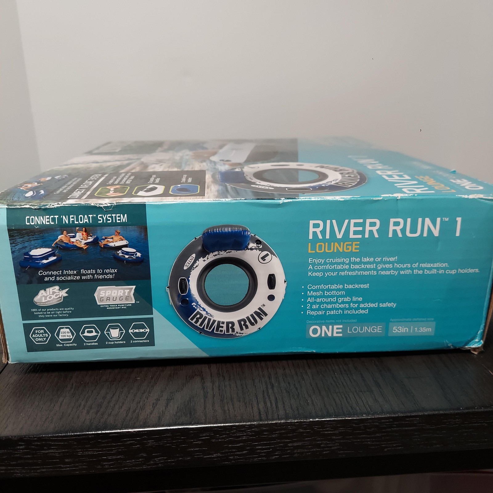 Intex River Run 1 Lounge Inflatable Float Tube Pool Lake Raft 53in New Complete
