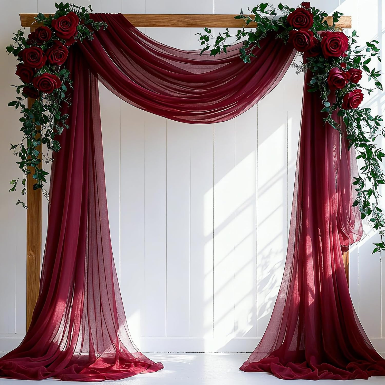 Wedding Arch Draping Fabric, 31.5″ X 20FT Wrinkle-Free Sheer Chiffon Drapery for