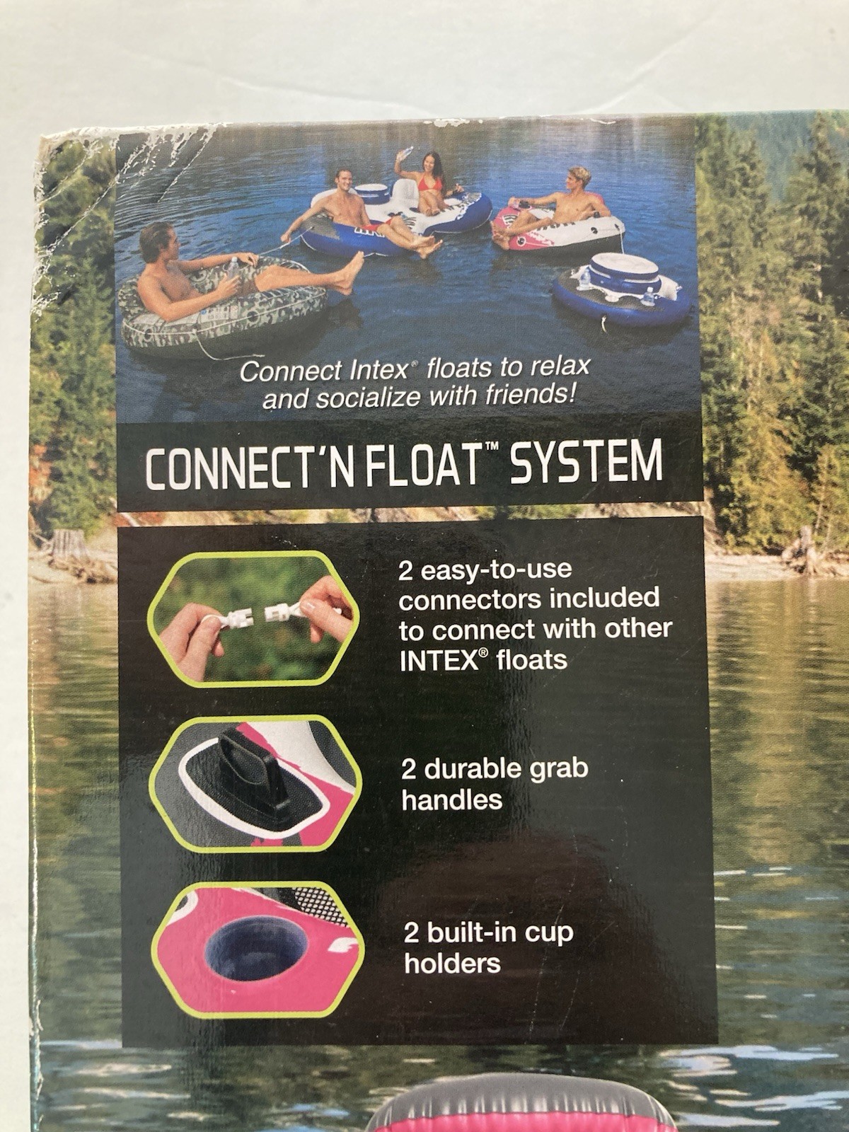 Intex River Run I Lounge 53 inch Inflatable Water Float with Handles – Pink