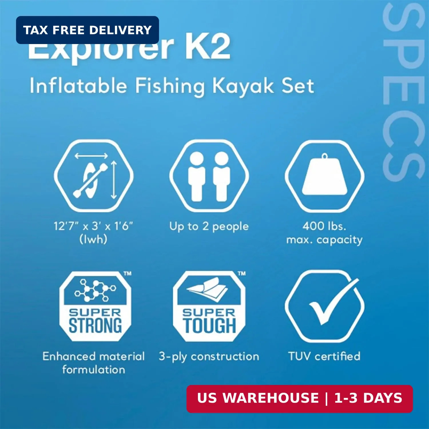 68309EP Excursion Pro K2 Inflatable Kayak Set: Includes Deluxe 86in Kayak