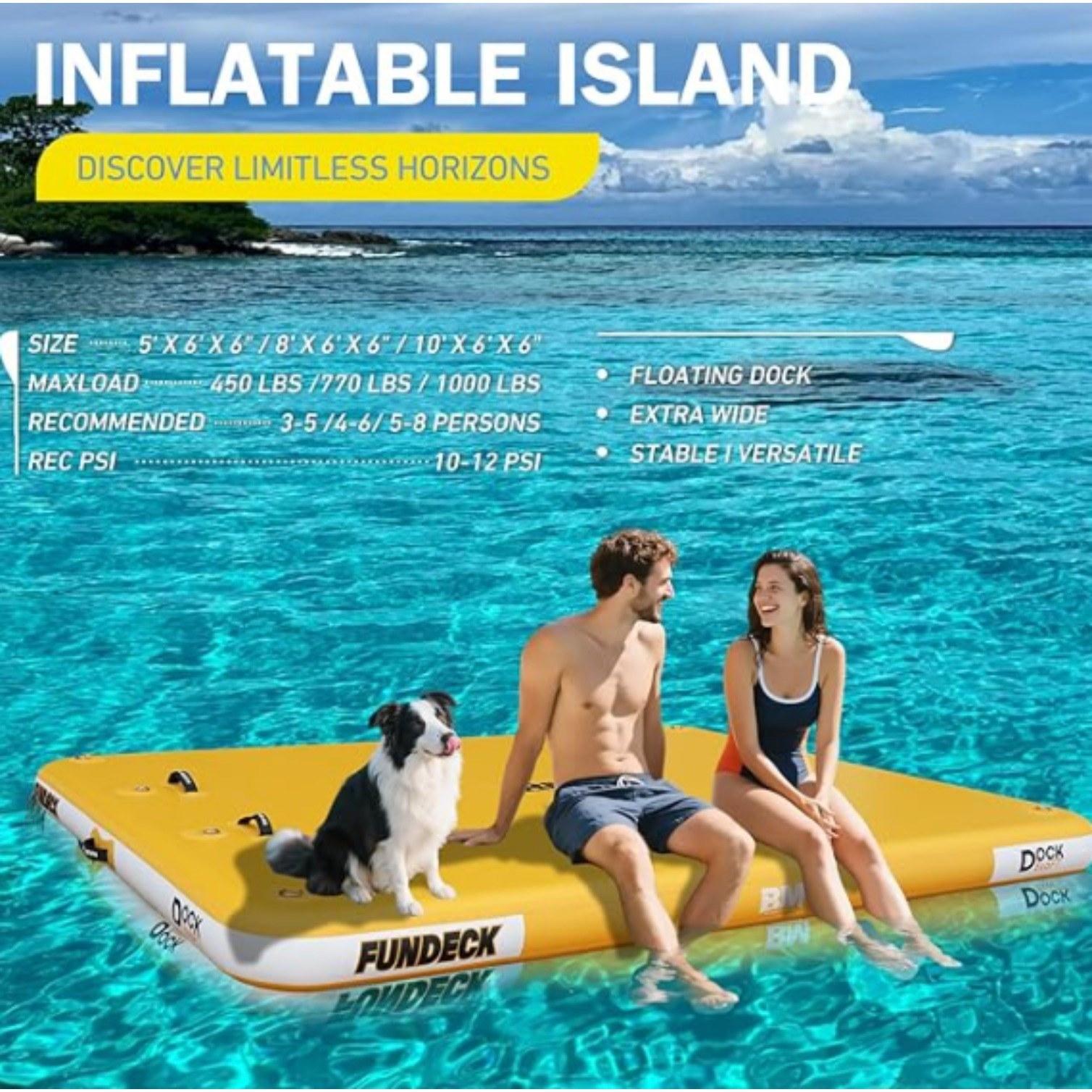 Inflatable Floating Dock, Swim Platform, Floating Deck Raft Mat Non-Slip Surface