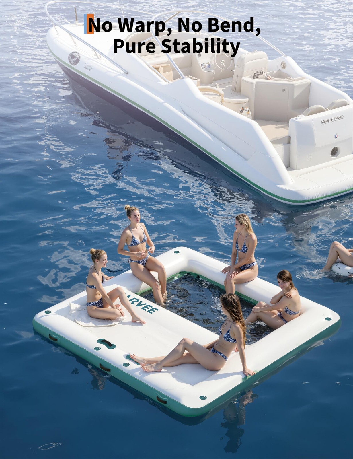 Inflatable Floating Dock 10x10FT Inflatable Dock Platform Mat with Ladder Bag US