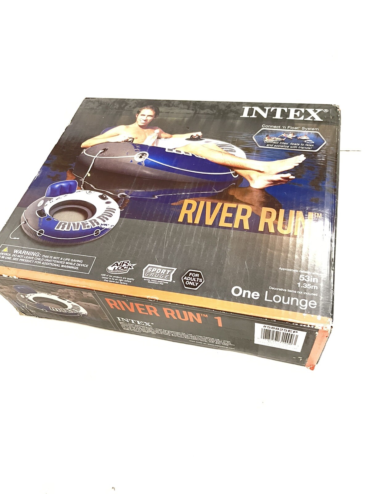Intex River Run I Sport Lounge 53 inch Inflatable Water Float – Open Box