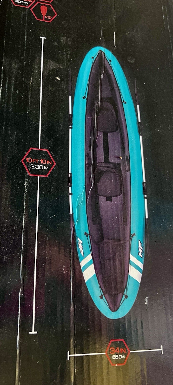 Bestway Hydro-Force Ventura X2 Inflatable 2 Person Kayak Outdoor Lake River