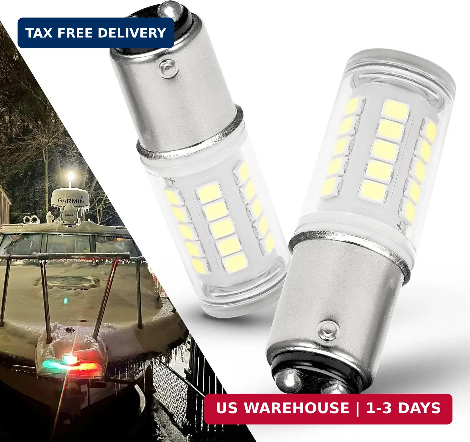 90 1004 BA15D Boat Bulbs Marine LED Bulb, 12V 24V White Navigation Lights | 40W