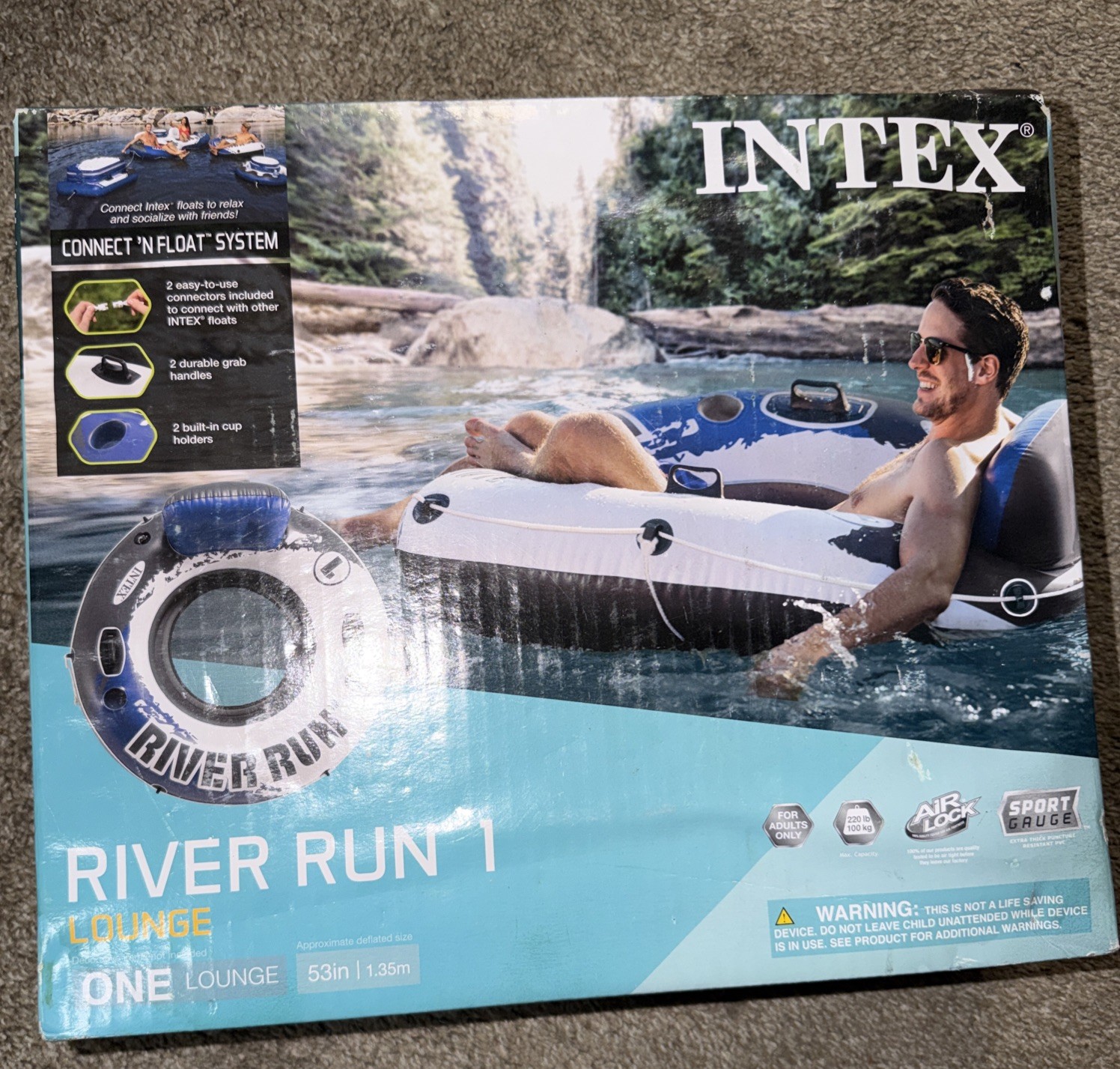 Intex River Run 1 Person Inflatable Floating Water Tube Raft 2 Available