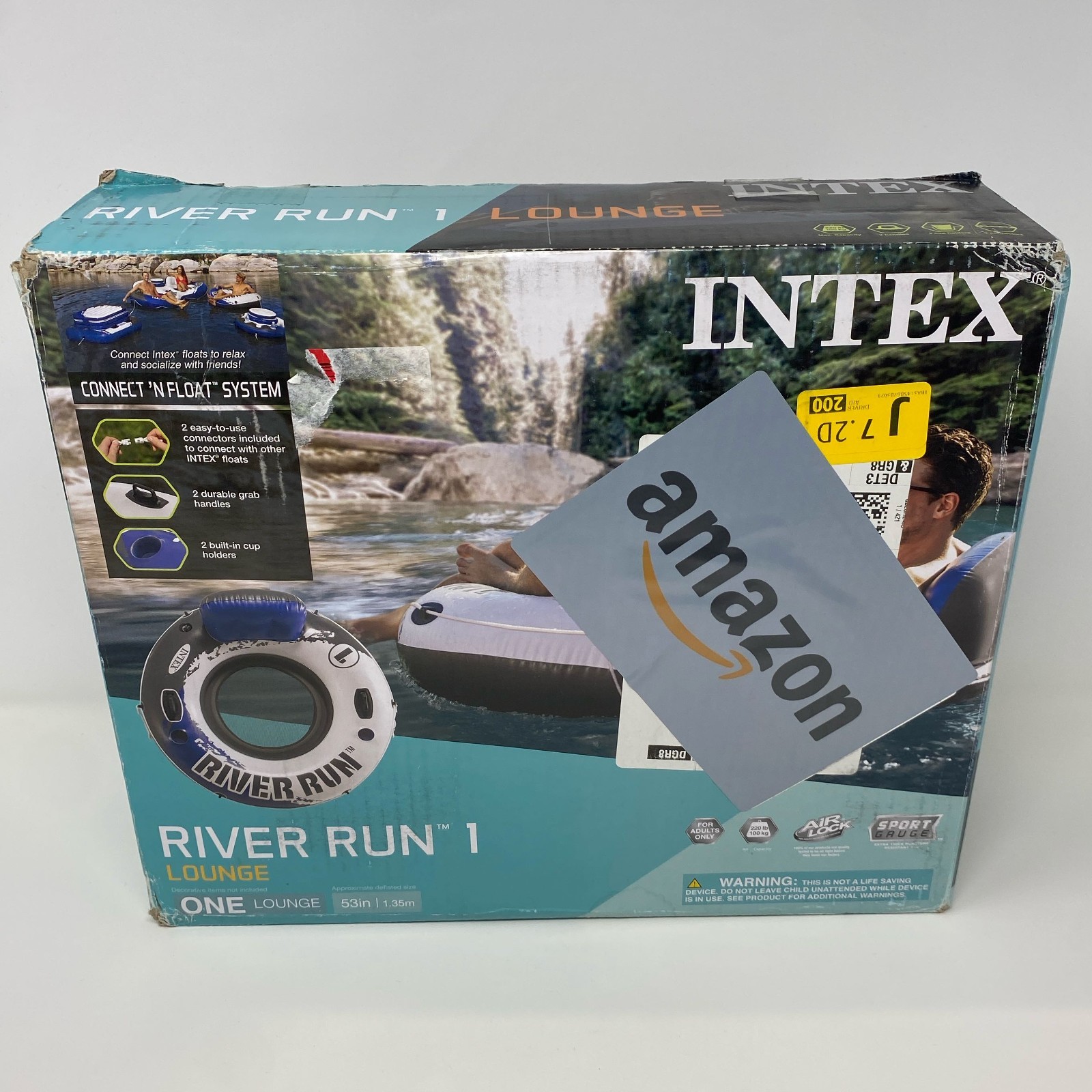 Intex River Run 1 Blue/White 53in Inflatable Tube w/ Backrest & Cups