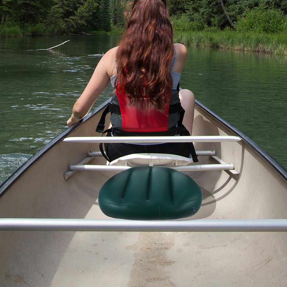 4Pcs Reusable Inflatable Boat Seat Cushions Dark Green PVC Lightweight for Kayak