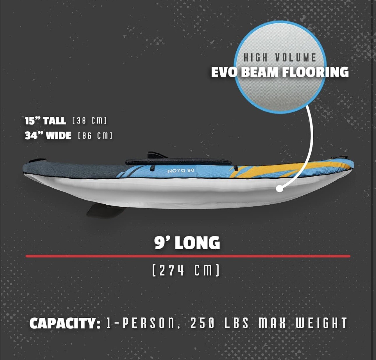 Damaged Box Aquaglide Noyo 90 Inflatable Kayak 1 Person Touring Kayak w/ Bag