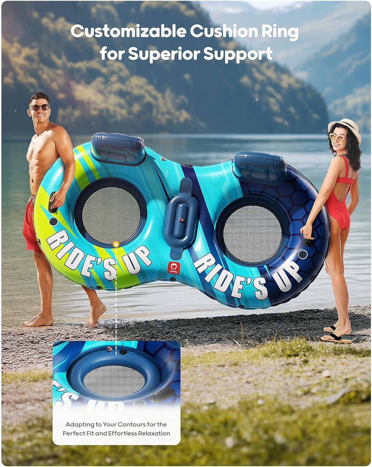 Tubo inflable de río doble de alta resistencia, capacidad para 2 personas, 300kg