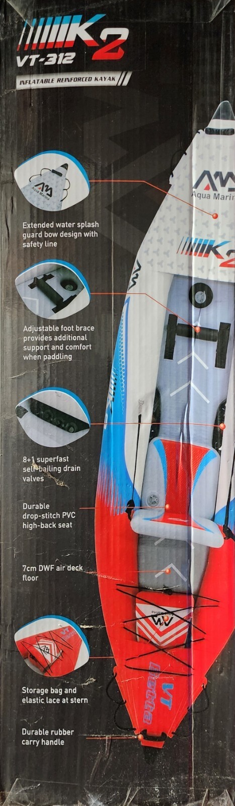 Aqua Marina Steam Betta Vt-k2 Vt-312 1 Person Kayak Paddle Boat Inflatable