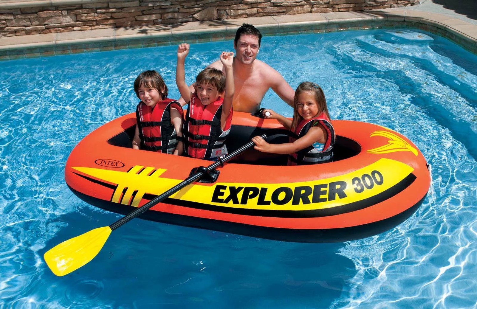 Intex Explorer 300 Compact Inflatable 3 Person Raft Boat w/ Pump & Oars