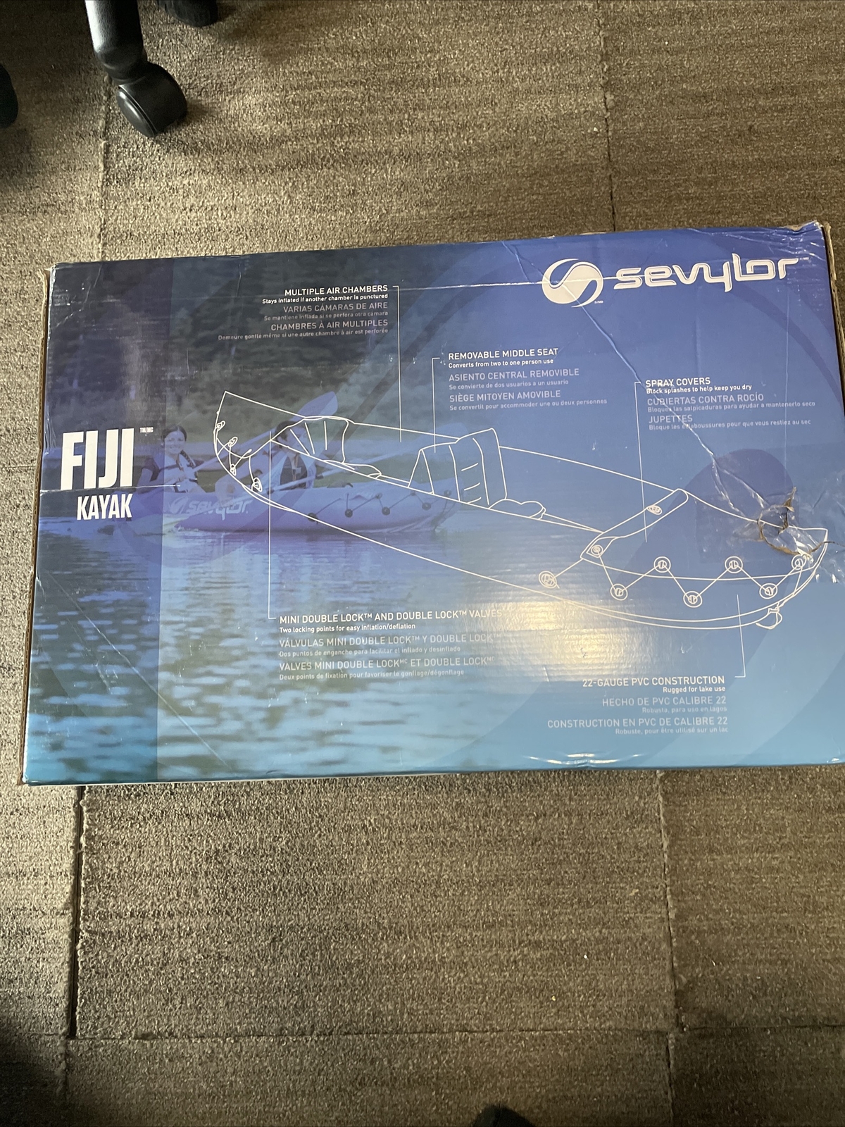 Sevylor Fiji Kayak Travel Inflatable Pack – Blue- Box May Have Distress