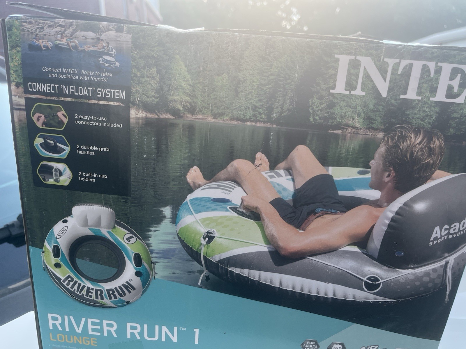 Intex River Run I Lounge 53 inch Inflatable Water Connect A Float- Turquoise