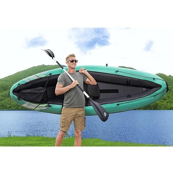 Hydro-Force Ventura Elite X1 Kayak Inflatable Set Teal Gray Paddle Pump NIB