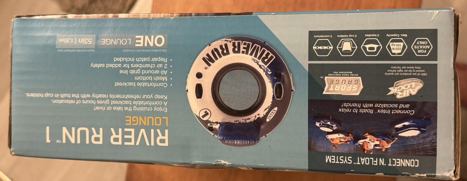 Intex River Run I Outdoor Inflatable Water Tube Lounge Float 53 inch NIB