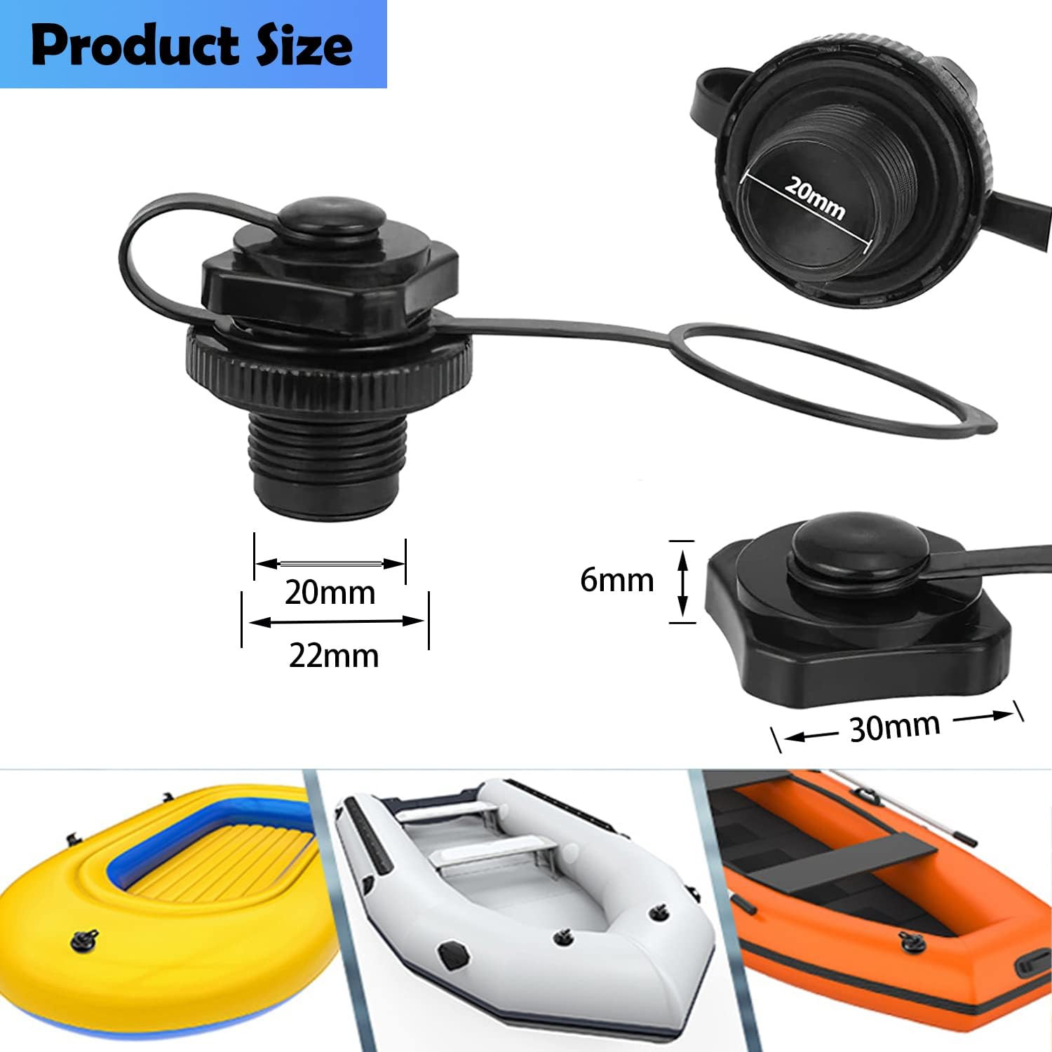 Inflatable Boat Air Valve,2Pcs Inflatable Boat Replacement Caps Boat Spiral Air