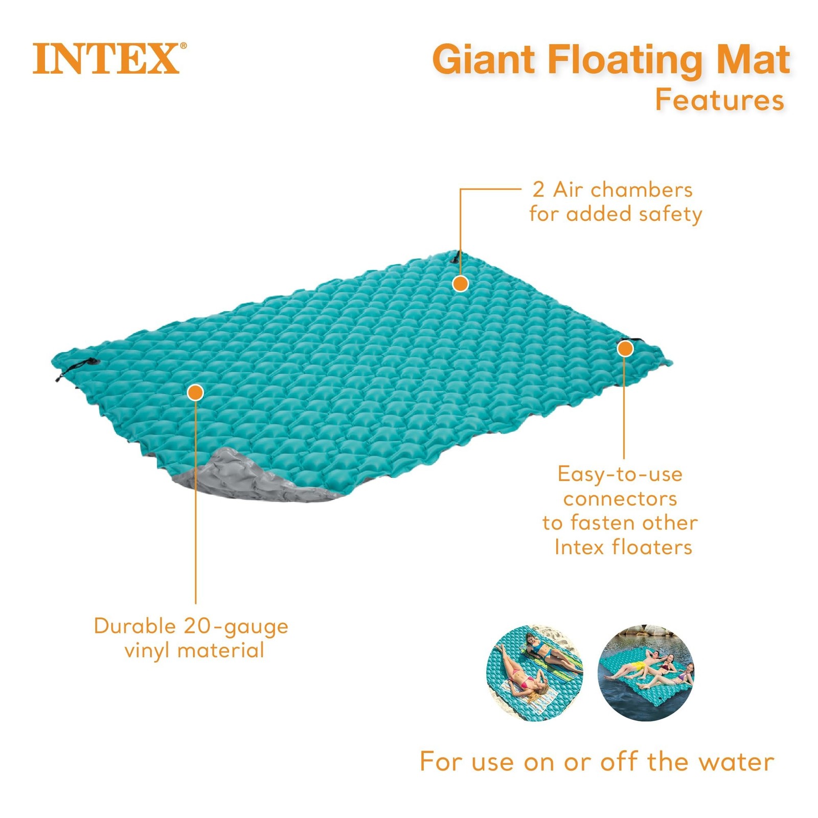 Intex 56841EP Giant Inflatable Floating Water Mat Relaxing Platform Pad for P…