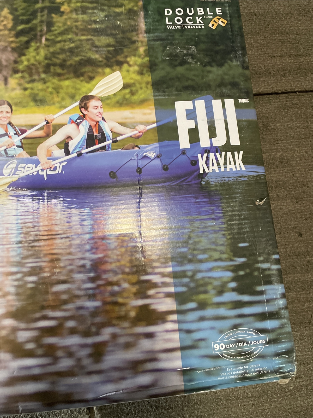 Sevylor Fiji Kayak Travel Inflatable Pack – Blue- Box May Have Distress