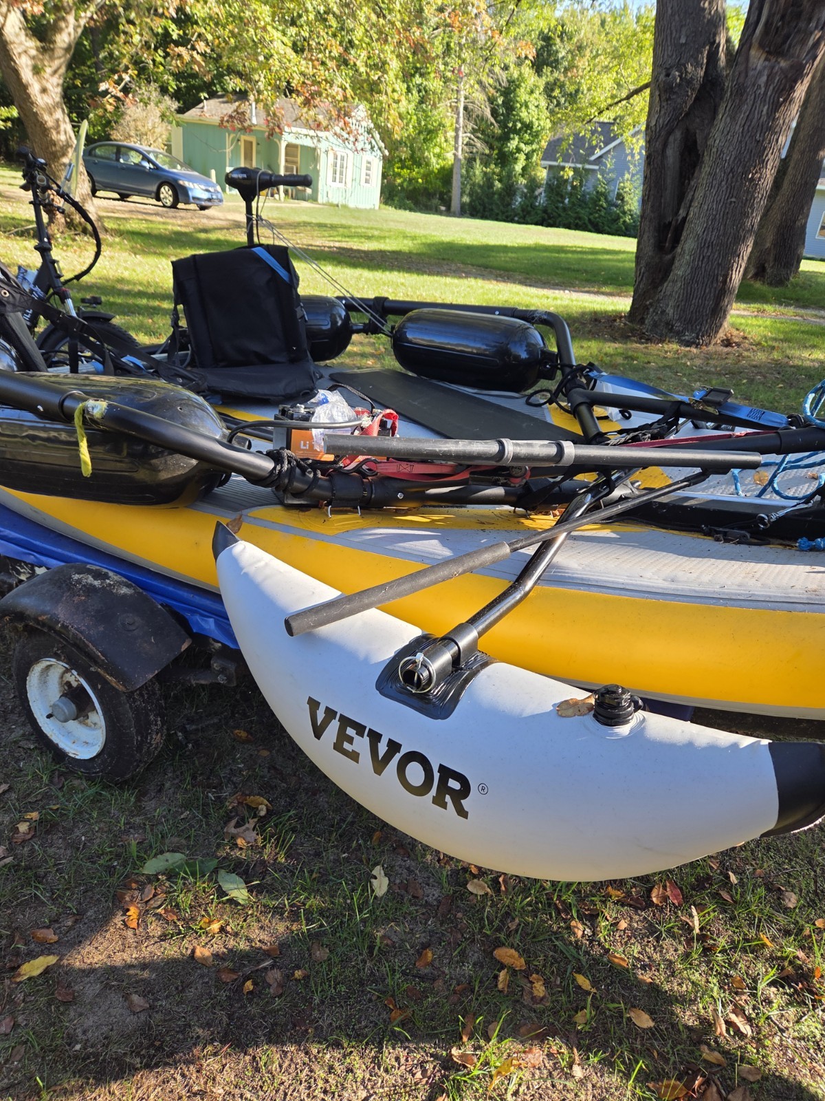 TIWAL Inflatable Pontoon Raft w/ VEVOR Pontoons, Motor Mount