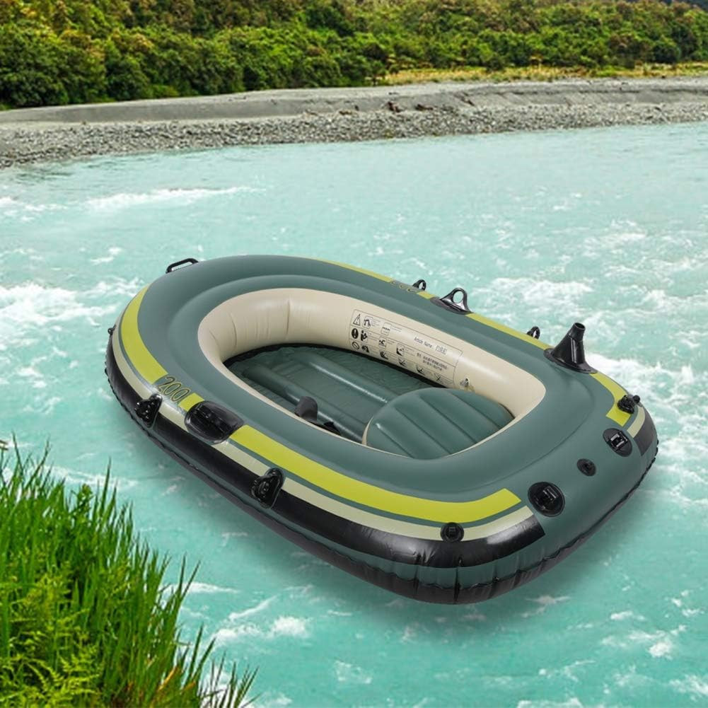 2 Person Inflatable Boat Inflatable Boats for Adults Heavy Duty Green PVC Inflat