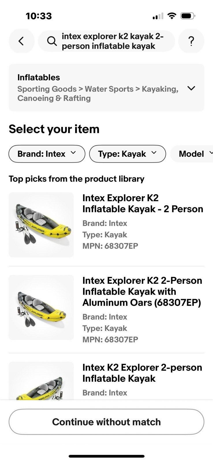 Intex Explorer K2 Inflatable Kayak – 2 Person (used)A1 Condition