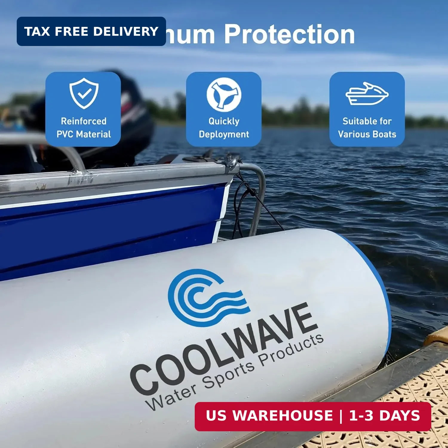 COOLWAVE 6FT/10FT Inflatable Boat Fenders, Upgraded Inflatable Boat Bumper for D