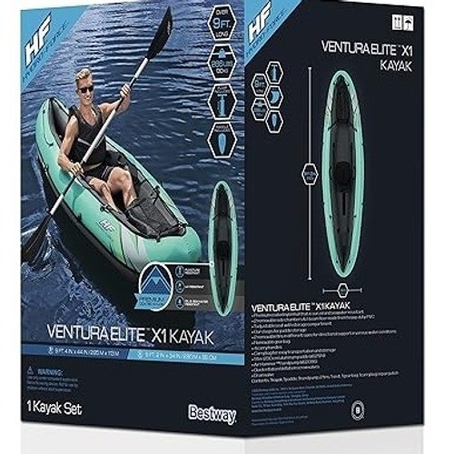 Hydro-Force Ventura Elite X1 Kayak Inflatable Set Teal Gray Paddle Pump NIB