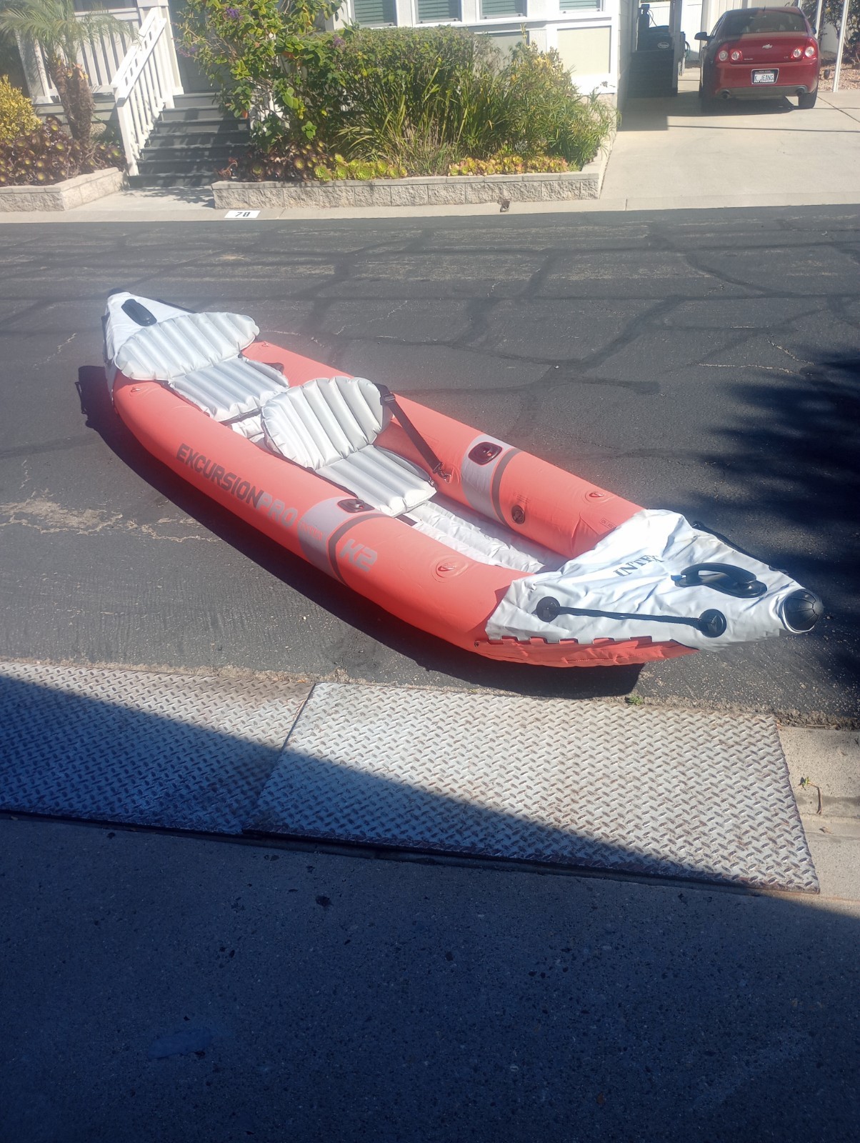 Intex Excursion Pro Inflatable 2 Person Vinyl Kayak Orange and grey.