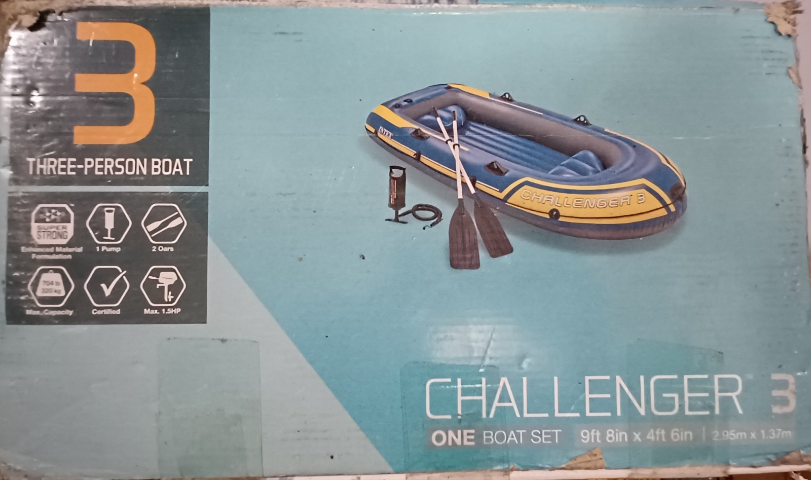 INTEX Challenger 3 Inflatable Boat Set with Pump & Oars | 68370EP (Used)