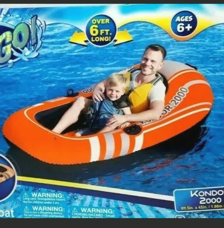 Bestway Inflatable Boat Kondor 2000 with Built In Oar Locks 6Ft Long Pool Tube